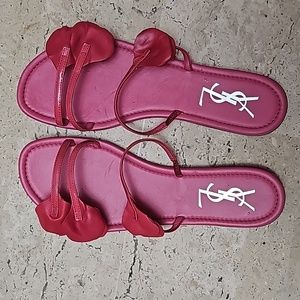 Yves Saint Laurent Fuchsia Pink Leather NWT Rose Petal Strappy Sandals